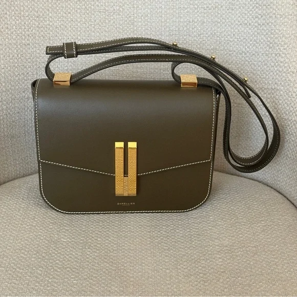 DeMellier Dark Olive Crossbody / Shoulder Smooth Leather Bag with Gold Hardware - Picture 2 of 11